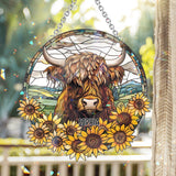 Baby Cow Sunflower - Personalized Window Hanging Suncatcher Ornament
