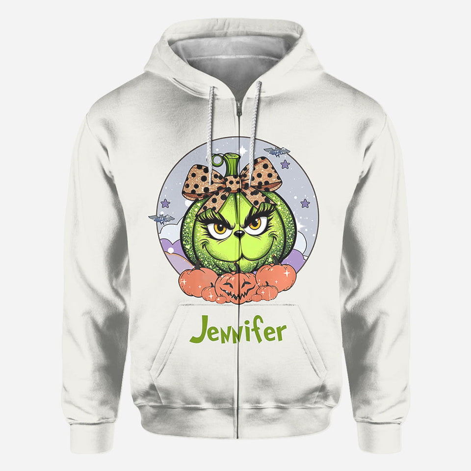 Green Pumpkin Mama Any Title - Personalized Stole Christmas All Over Shirt