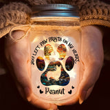 You Left Paw Prints On My Heart - Personalized Dog Mason Jar Light