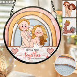 Together Is Our Favorite Place To Be - Personalized Couple Stained Glass Suncatcher