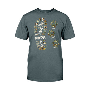 Dad Foot Print Paw Prints - Personalized Father T-shirt And Hoodie