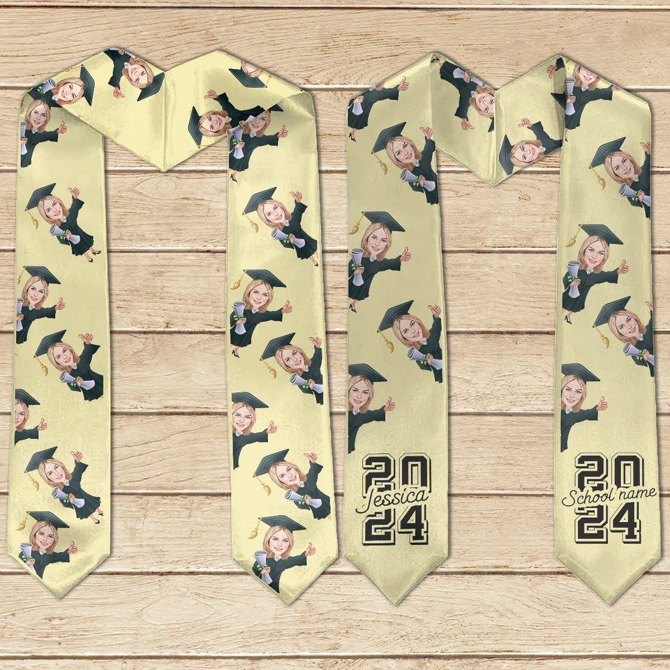 Caricature Funny Character - Personalized Graduation Graduation Stole
