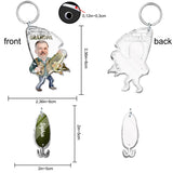 Hooked On Being Grandpa Any Title - Personalized Father Keychain with Charms