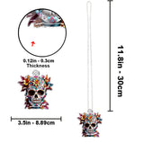 Floral Sugar Skull - Personalized Skull Custom Shaped Car Ornament