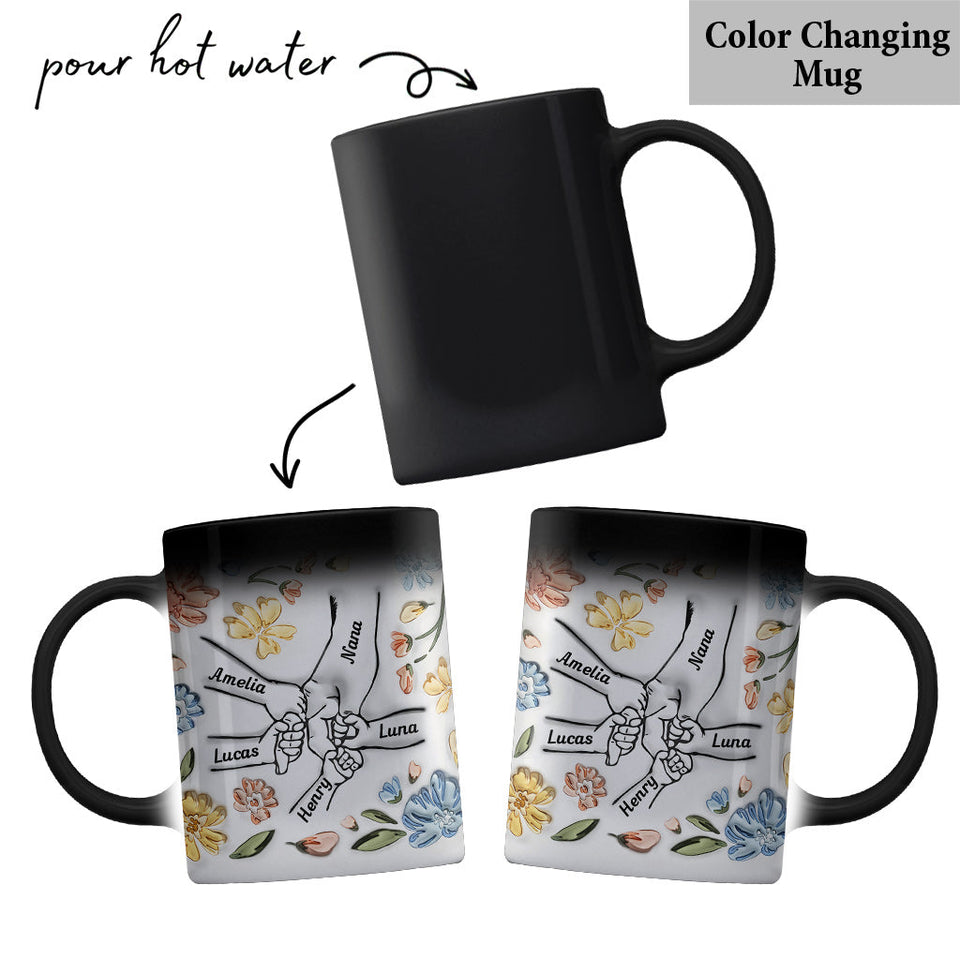 Mom's Love Hands Holding - Personalized Mother Mug
