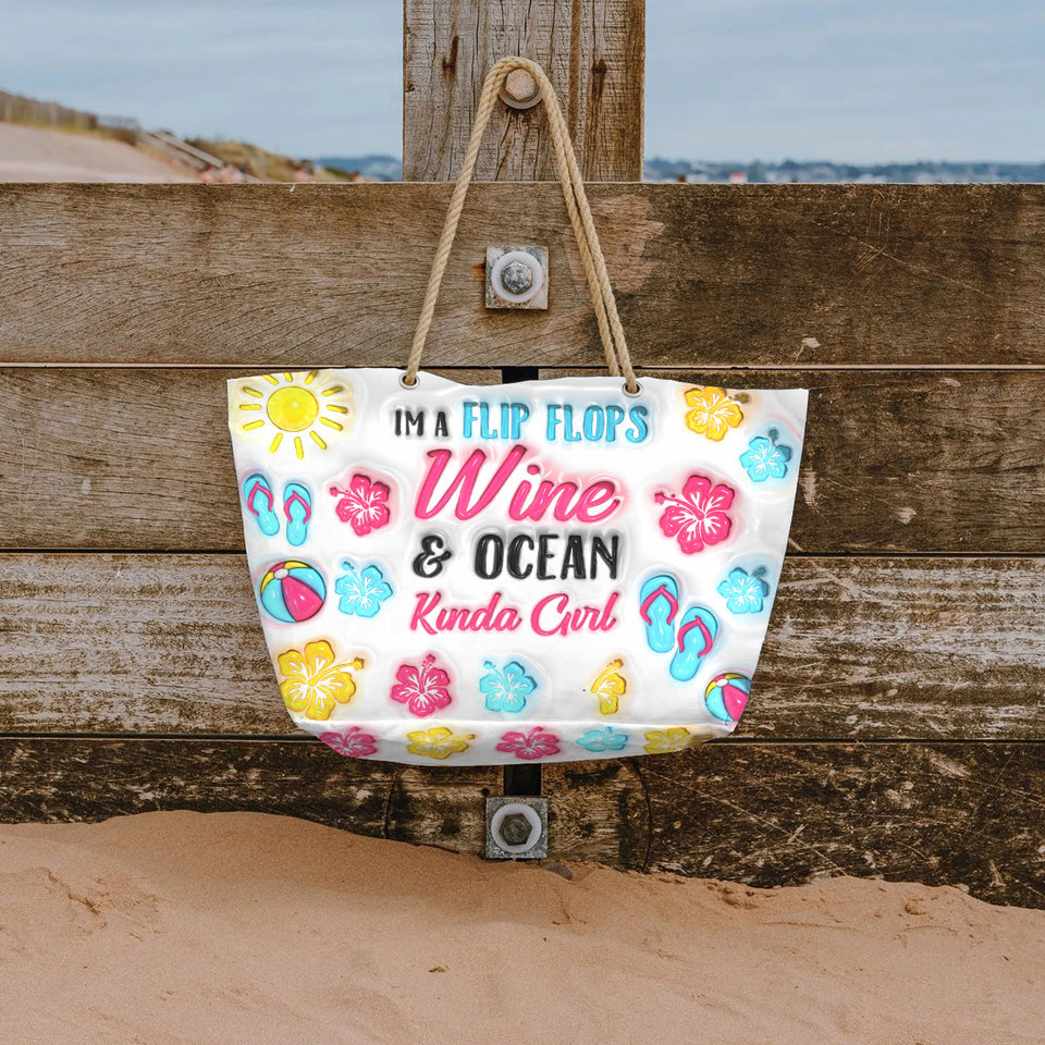 I'm A Flip Flop & Ocean Kinda Girl - Personalized Sea Lover Beach Bag