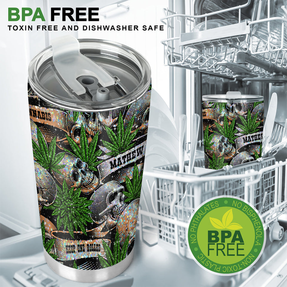 Bling Bling Skull Cannabis - Personalized Weed Tumbler