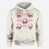 Pink Ribbon Coquette Bow Watercolor Skull - Personalized Skull All Over Shirt