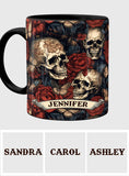 Vintage Rose Skull - Personalized Skull Mug