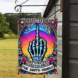 Protected by Fck Around and Find out Surveillance - Personalized Skull Rectangle Metal Sign
