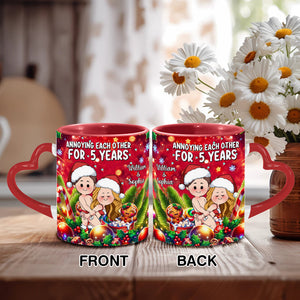 Annoying Each Other - Personalized Couple Heart Handle Mug