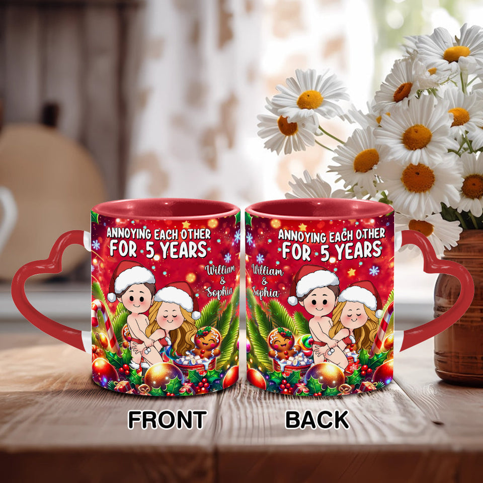Annoying Each Other - Personalized Couple Heart Handle Mug