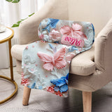 Pink And Blue Butterflies - Personalized Butterfly Blanket