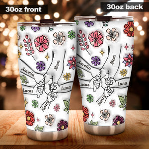 Spring Flower Holding Hands Nana Mom - Personalized Mother Tumbler