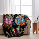 Mom Butterfly Colorful Stained Glass Pattern - Personalized Mother Blanket