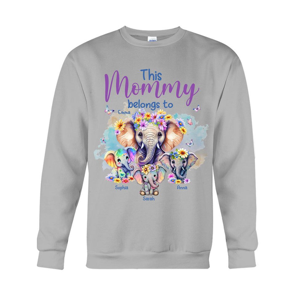 Elephants This Mommy Belongs To - Personalized Mother T-shirt And Hoodie