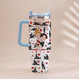 My Favorite Thing To Do Is You - Personalized Couple Tumbler With Handle