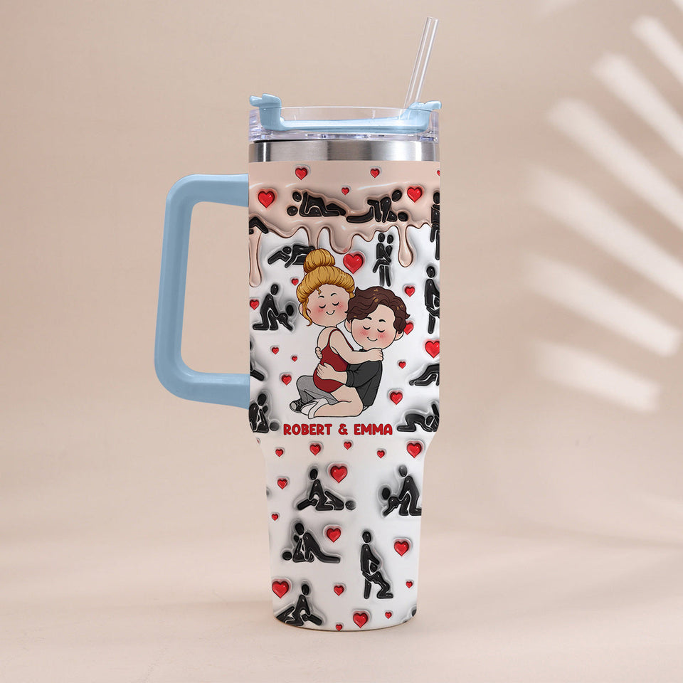 My Favorite Thing To Do Is You - Personalized Couple Tumbler With Handle