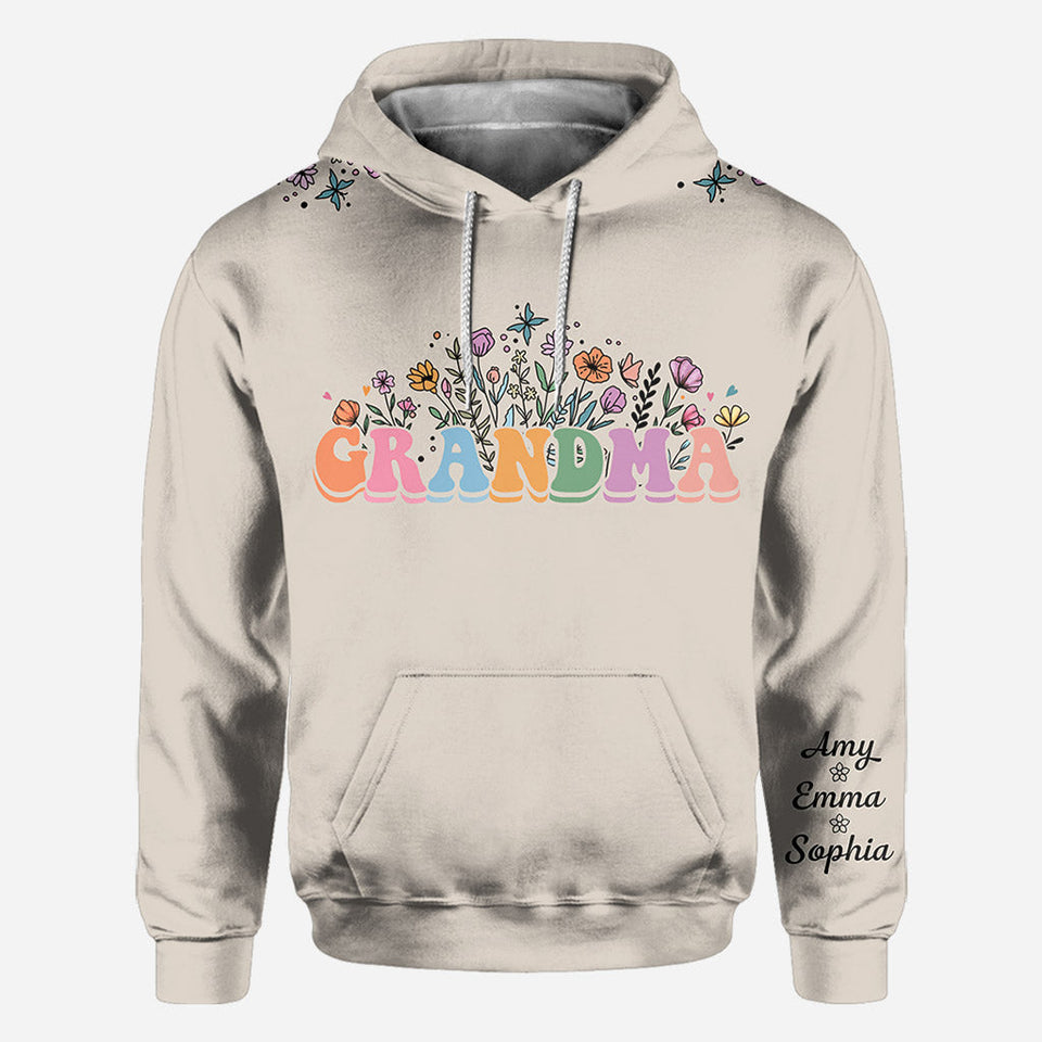 Flower With Any Title - Personalized Grandma All Over Shirt