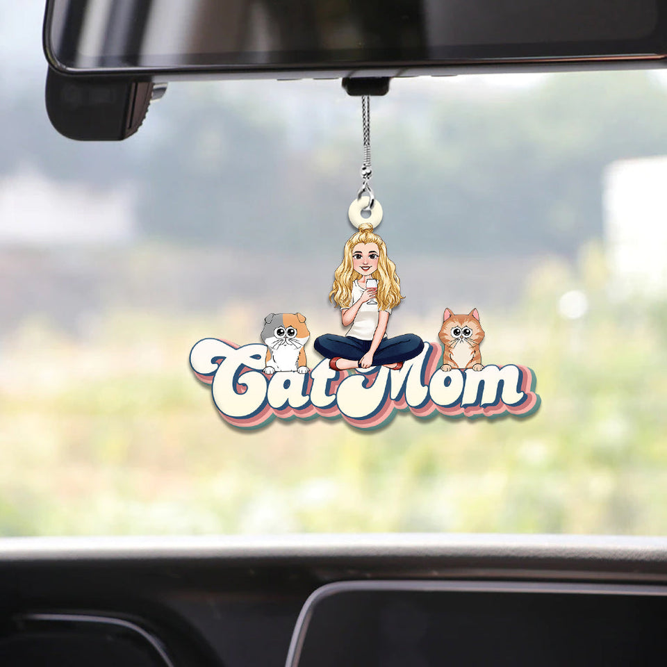 Cat Mom Dog Mom Cat Dad Dog Dad Pet Lover - Personalized Cat Car Ornament