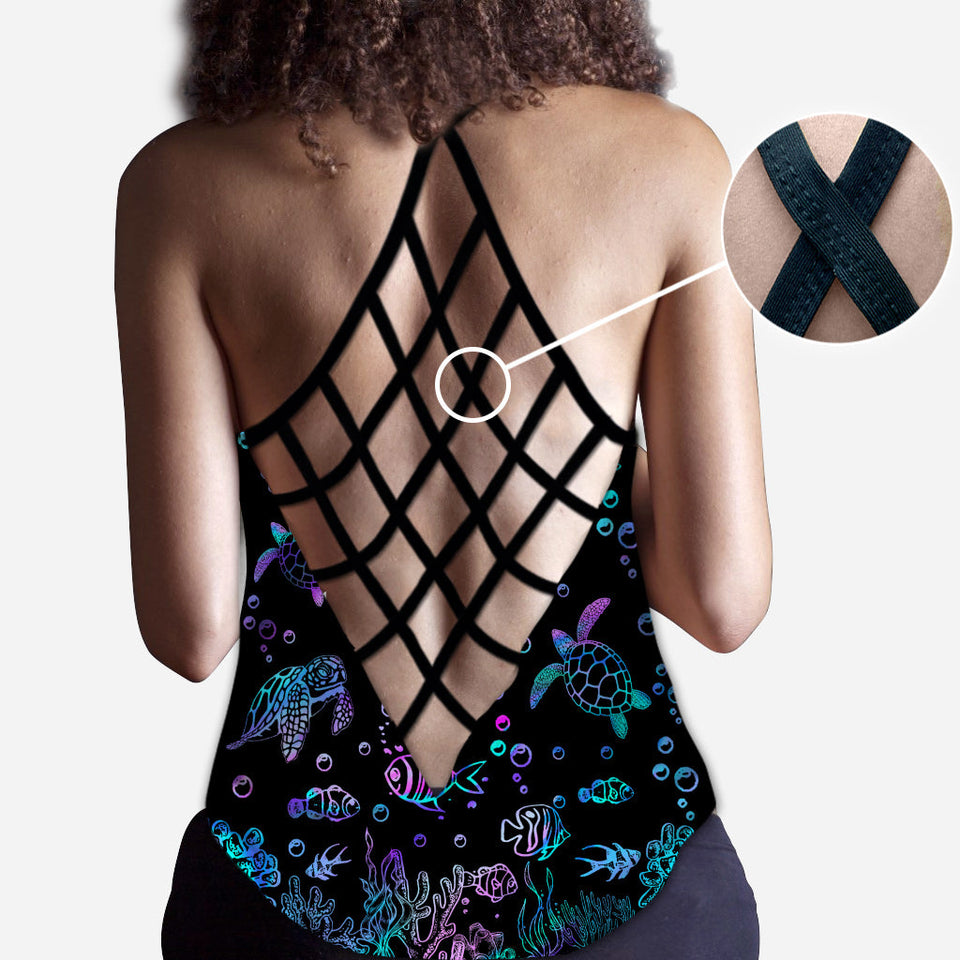 Sea Turtles - Personalized Turtle Cross Tank Top