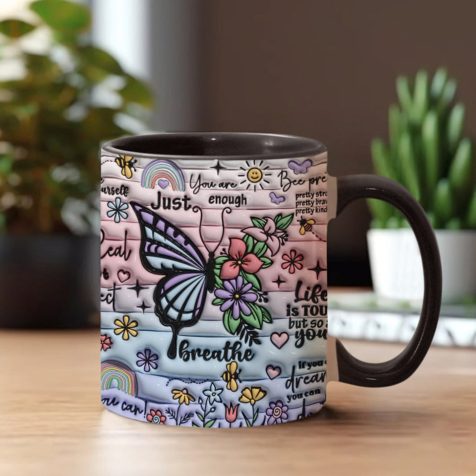 Positive Affirmations Butterflies Inspirational Quotes - Personalized Accent Mug