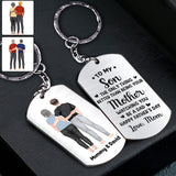 To My Son From Mom Dad Happy Father‘s Day Back View - Personalized Son Stainless Steel Keychain