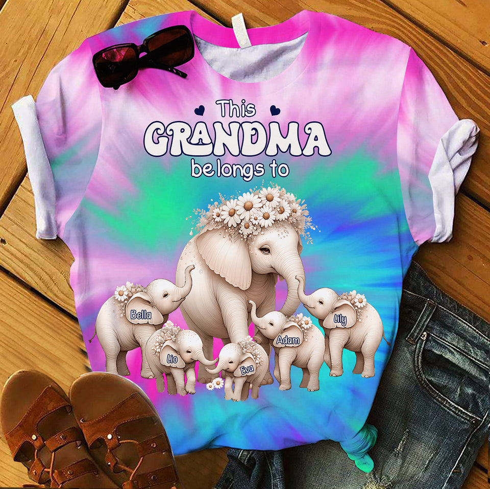 This Grandma Belongs To Daisy Elephant Version - Personalized Grandma All Over Shirt