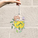 Chill Cat In A Flowerpot - Personalized Cat Window Hanging Suncatcher Ornament