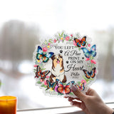 You Left A Paw Print On My Heart - Personalized Dog Window Hanging Suncatcher Ornament