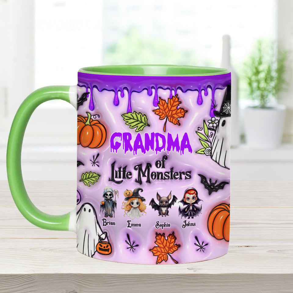 Grandma Of Little Monsters Any Title - Personalized Grandma Accent Mug