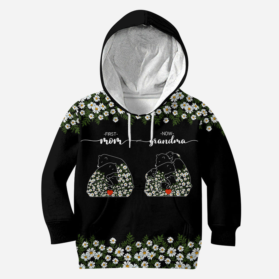 First Mom Now Grandma Bear Daisy - Personalized Grandma All Over Shirt