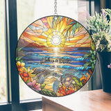 Romantic Sunset - Personalized Turtle Window Hanging Suncatcher Ornament