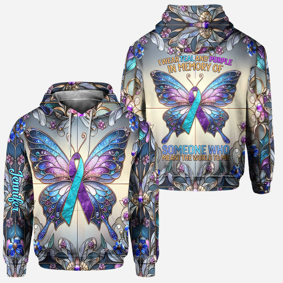 I Wear Teal And Purple - Personalized Suicide Prevention Hoodie and Leggings