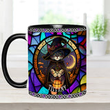 Beautiful Stained Glass Witch - Personalized Witch Accent Mug