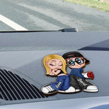 Chicano Y2K Couple - Personalized Couple Shaped Car Visor Clip