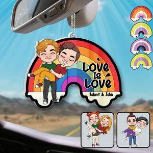 Love Is Love - Personalized LGBT Support Transparent Car Ornament