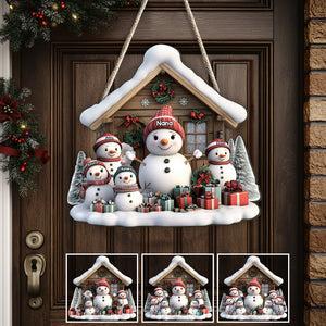 Any Title Cute Snowman - Personalized Grandma Custom Shaped Wood Sign