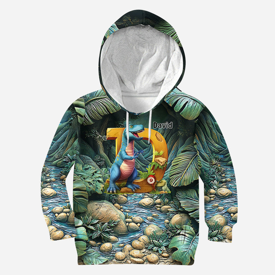 Dinosaur Letter - Personalized Kid All Over Shirt