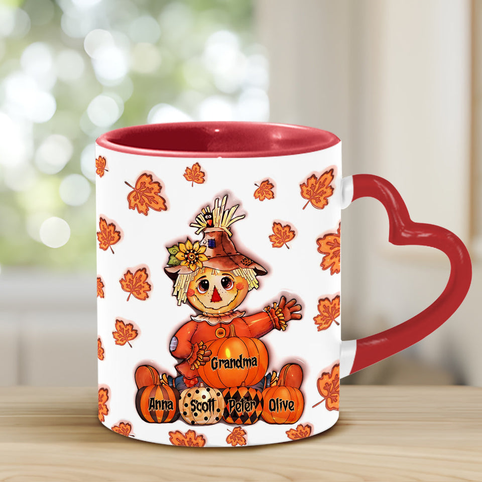 Grandma Fall - Personalized Grandma Heart Handle Mug