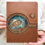 Salty Lil Beach - Personalized Turtle Leather Journal