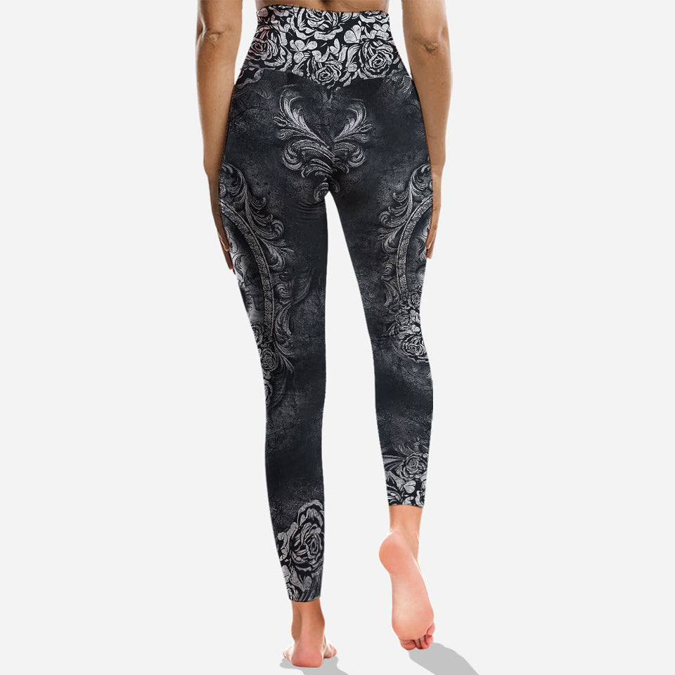 Floral Skull - Personalized Skull Hoodie and Leggings