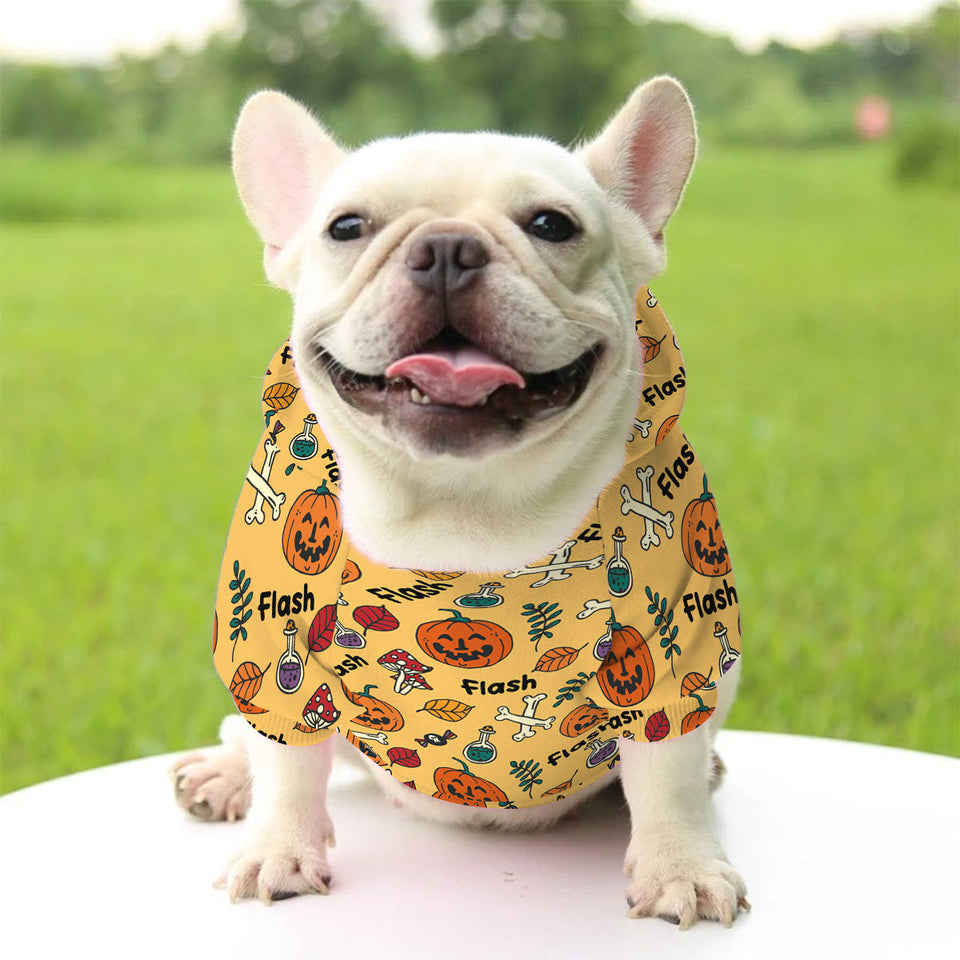 Cute Ghost Dog Pumpkin Ghost & Bat - Personalized Dog Pet Hoodie