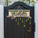 Hooked On Being Dad/ Grandpa... - Personalized Fishing Pallet Wood Sign
