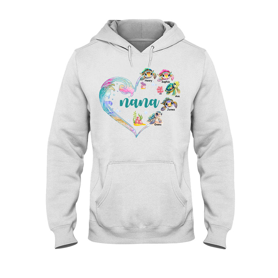 Nana's Little Turtle - Personalized Grandma T-shirt And Hoodie