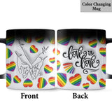 Love Is Love Line Art Hands - Personalized LGBT Support Mug