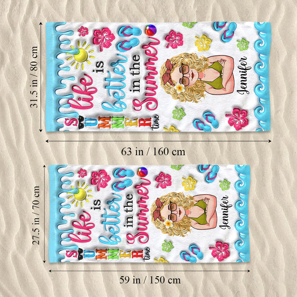 Life Is Better In Summer - Personalized Sea Lover Beach Towel