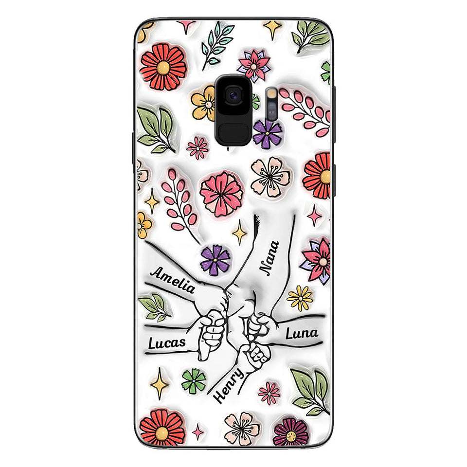 Spring Flower Holding Hands Nana Mom - Personalized Grandma Phone Case