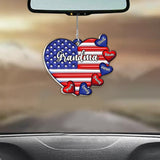 Grandma & Grandkids Puff Heart Flag - Personalized Grandma Car Ornament
