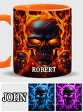 Melted Skull On Fire - Personalized Skull Accent Mug